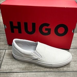 100% Authentic HUGO by Hugo Boss White Logo Slip-On Loafers NWT